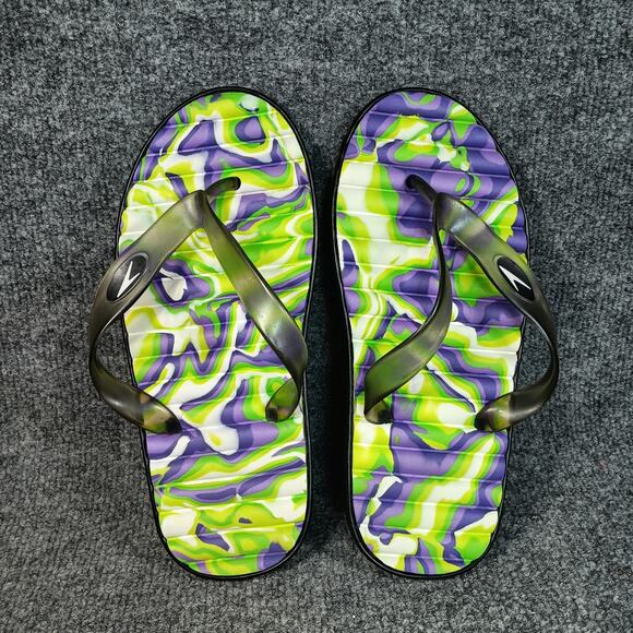 Speedo Sandals Size 7 Green Purple Marble Thong Flip Flops Pool Beach - Picture 2 of 4